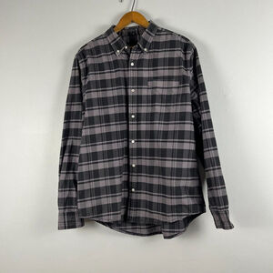 Hurley button down shirt Long sleeves plaided black gray size Large
